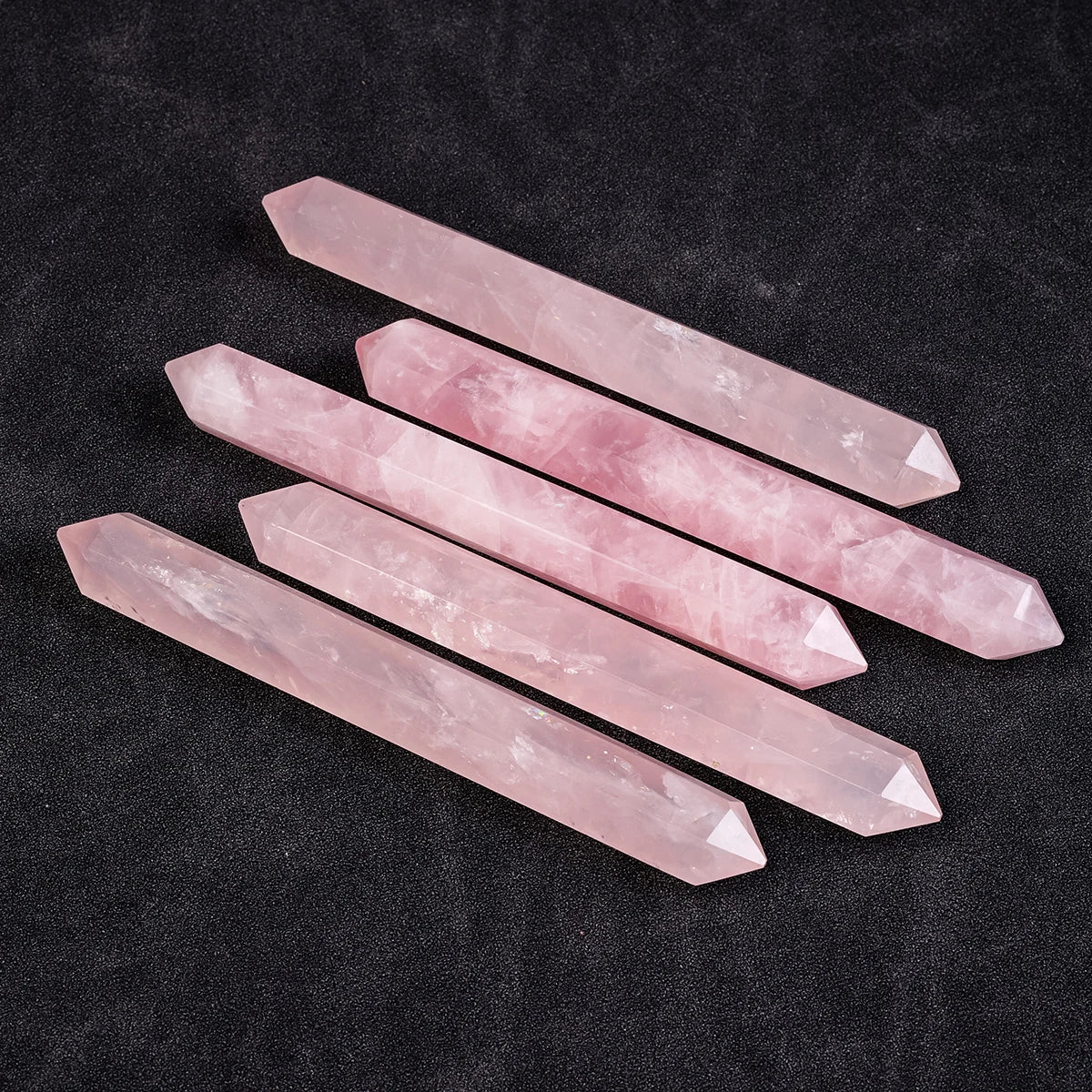 1PC Natural Pink Crystals Rose Quartz Healing Crystal Double Terminated Point Faceted Prism Reiki Stone Figurine