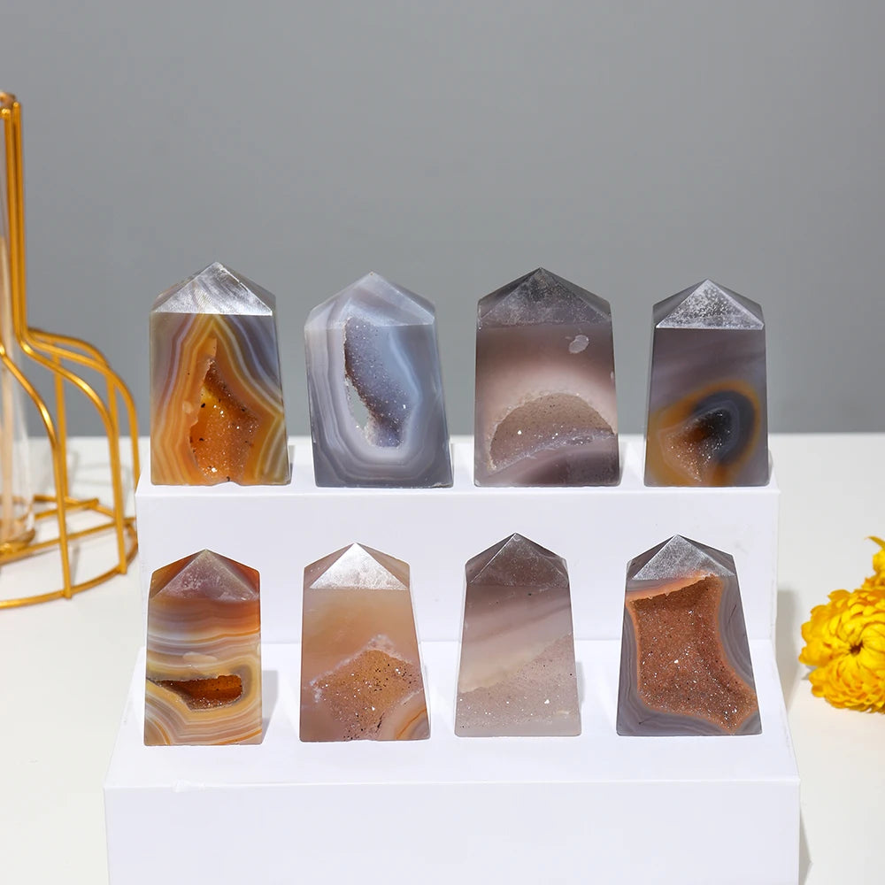 1PC Natural Quartz Tower Ornaments Mineral Collection Agate Crystal Cave Energy Gem Home Decoration