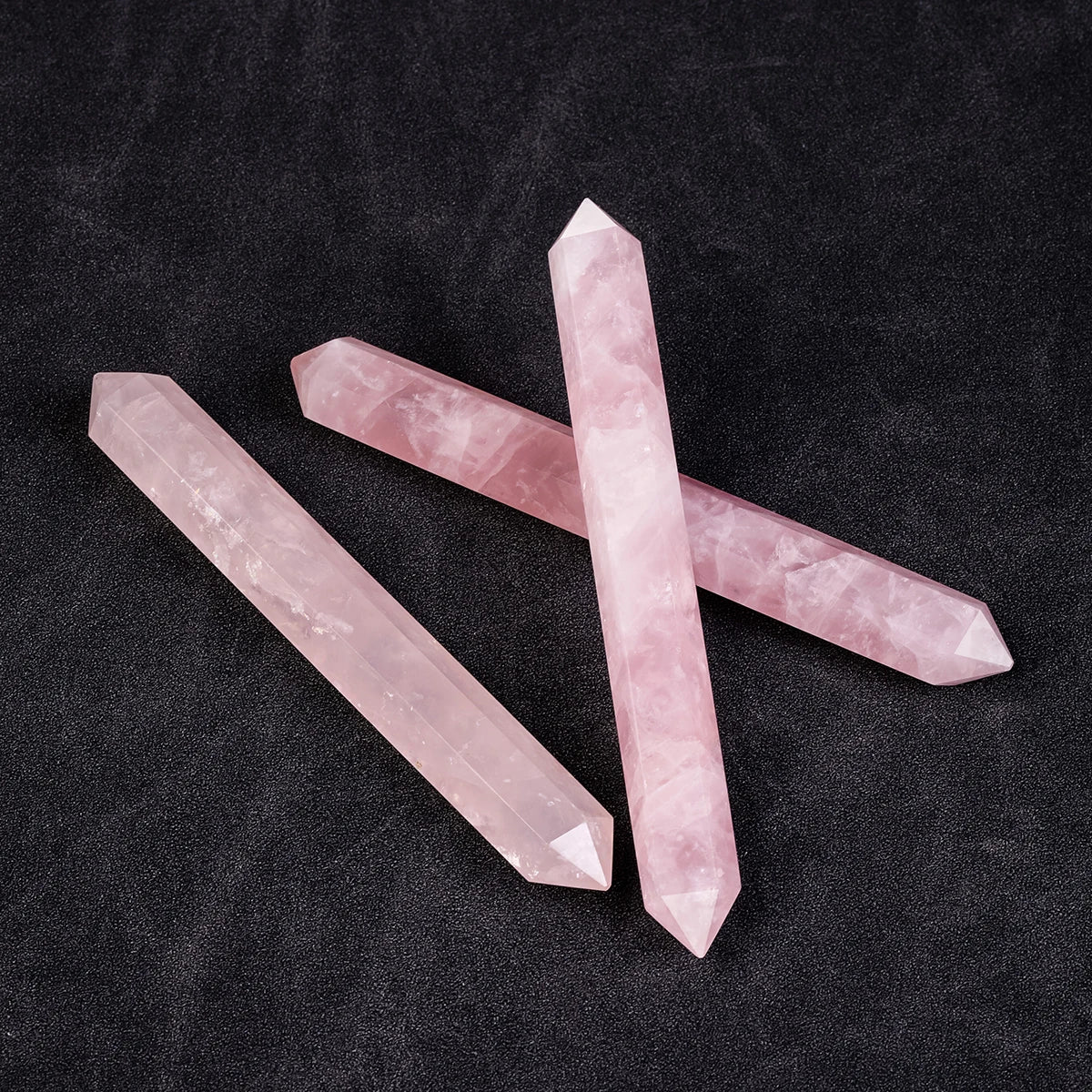 1PC Natural Pink Crystals Rose Quartz Healing Crystal Double Terminated Point Faceted Prism Reiki Stone Figurine