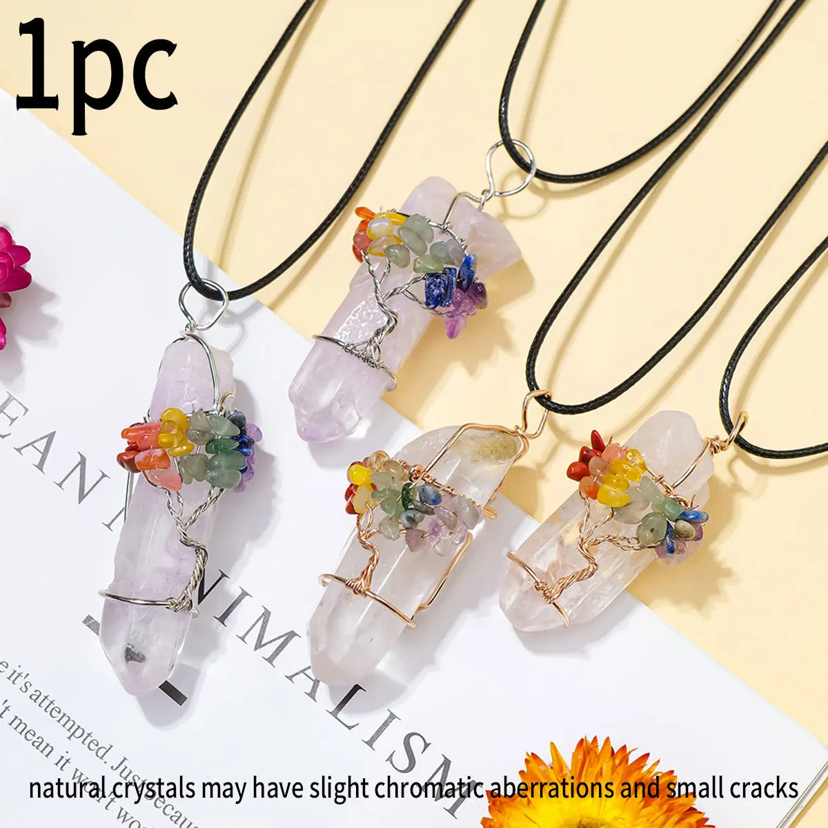 1PC Natural Clear Quartz Point Life Tree Shape Pendant Energy Necklace jewelry Reiki Beloved Female Mom Mother's Day