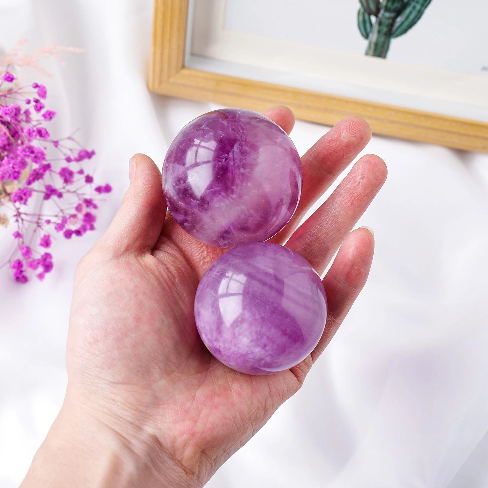 1PC Natural Purple Fluorite Ball Divination Crystal Ball Aura Healing Gem Energy Crystal Home Desktop Decoration