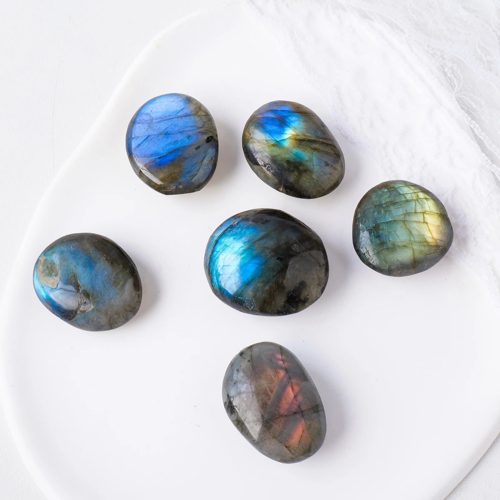 1PC Natural Crystal Raw Stone Labradorite Blue Moonlight Stone Palm Stone Ore Specimen Garden Fish Tank Decorative Stone