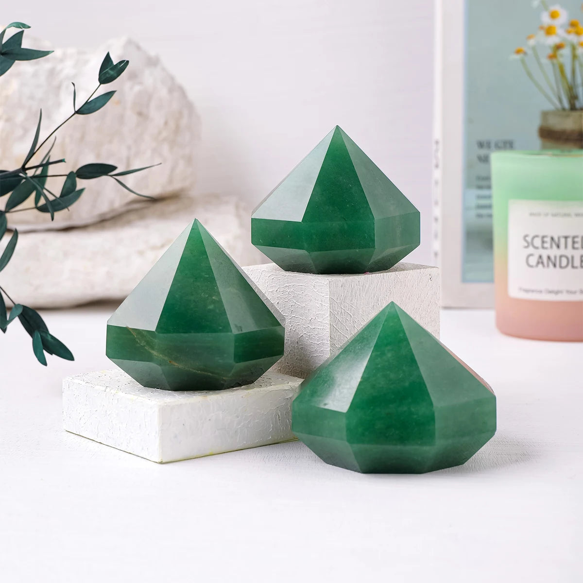 1PC Natural Crystal Stone Green Quartz Aventurine quartz Crystal Tower Pyramid Decorations Reiki Healing Meditation Balancing