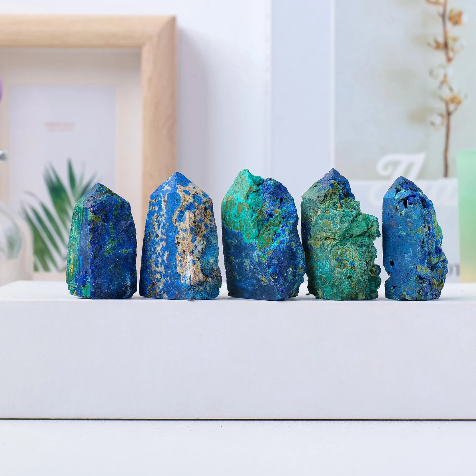 1PC Natural Crystal Azurite Point Healing Stone Energy Ore Mineral Tower Chakra Reiki Malachite Mineral Specimen Home Decoration