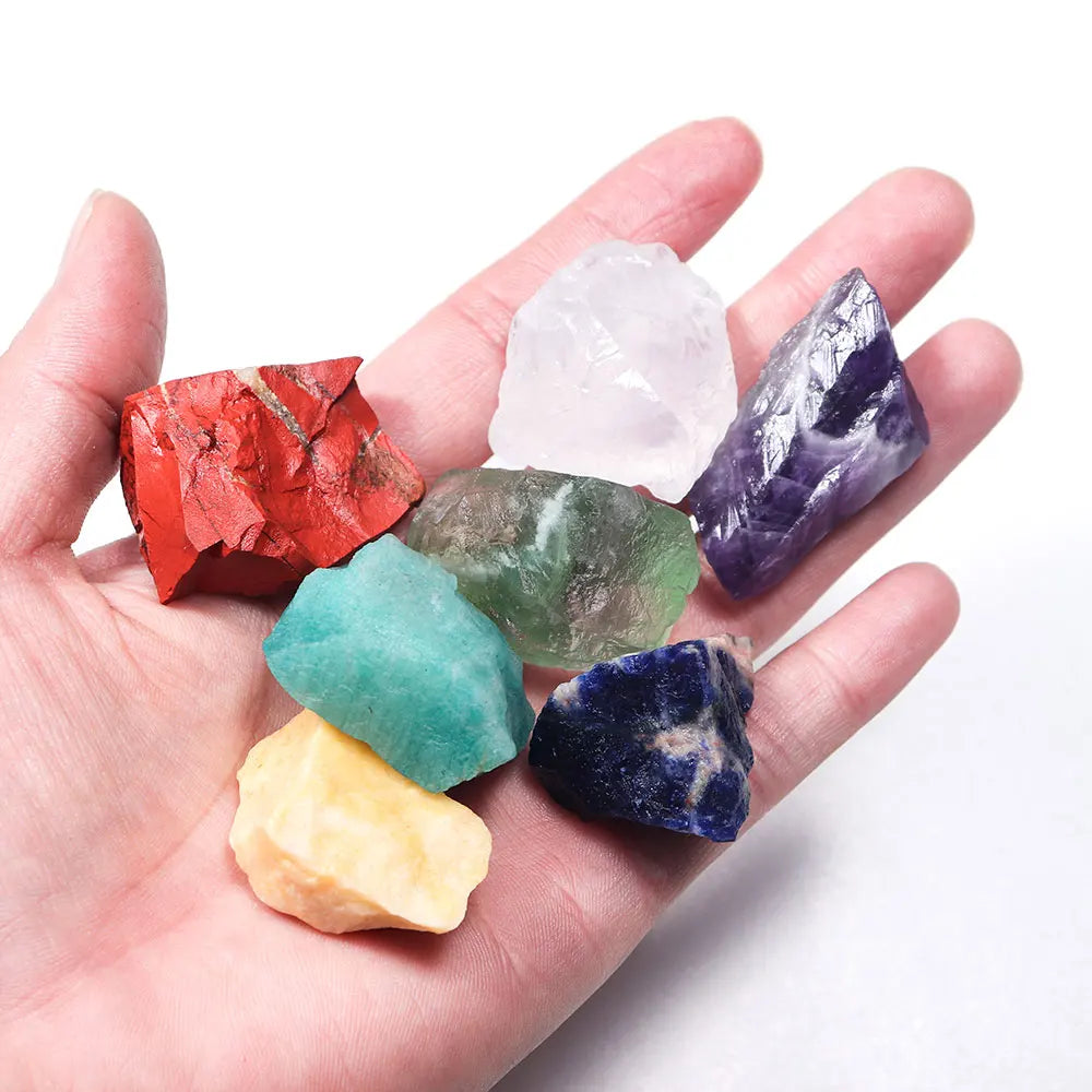 7pcs/set Natural Crystal Healing Gem 7 Chakra Set Raw Stones Yoga Meditation Mental Relaxation Gemstone Energy Gifts