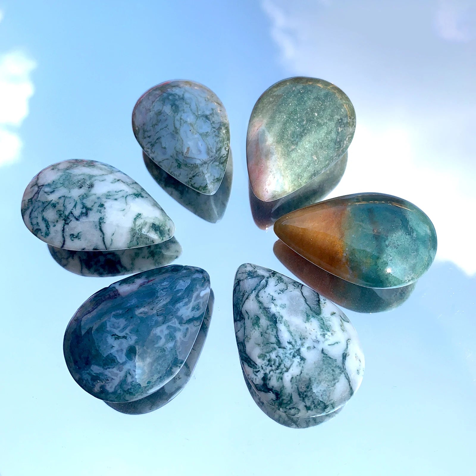 1PC Natural Green Moss Agate Water Drop Shape Crystal Pendant Healing Gemstone DIY Necklace Making