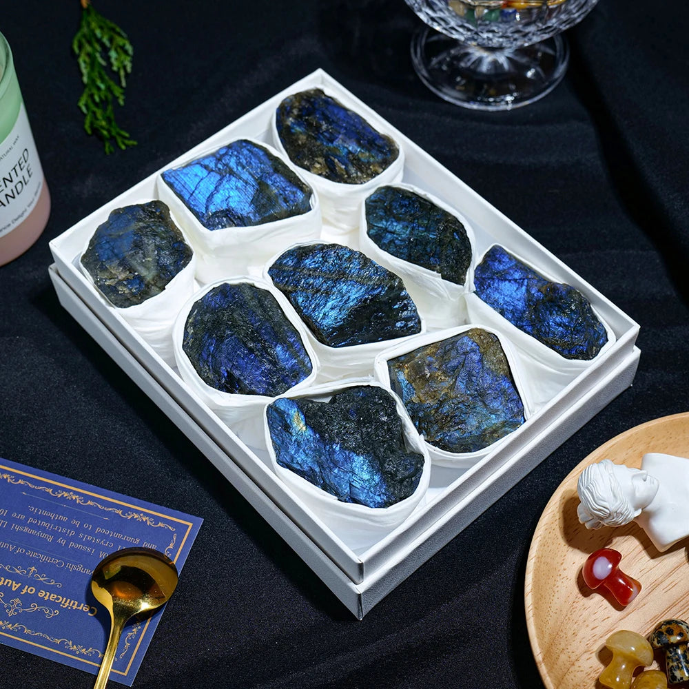 9pcs/set Natural Quartz Raw Stone Energy Collection Box Crystal Specimen Geography Teaching Decoration Gift