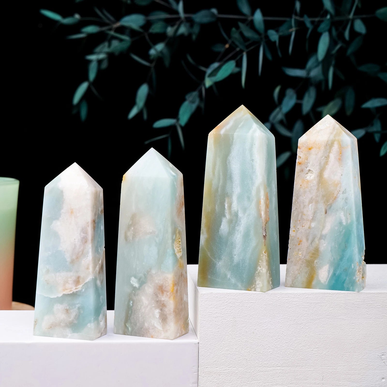 1PC Natural Crystal Stone Amazonite Crystal Tower Tetrahedron Healing Crystal Pyramid Home Decoration Energy Crystal Point