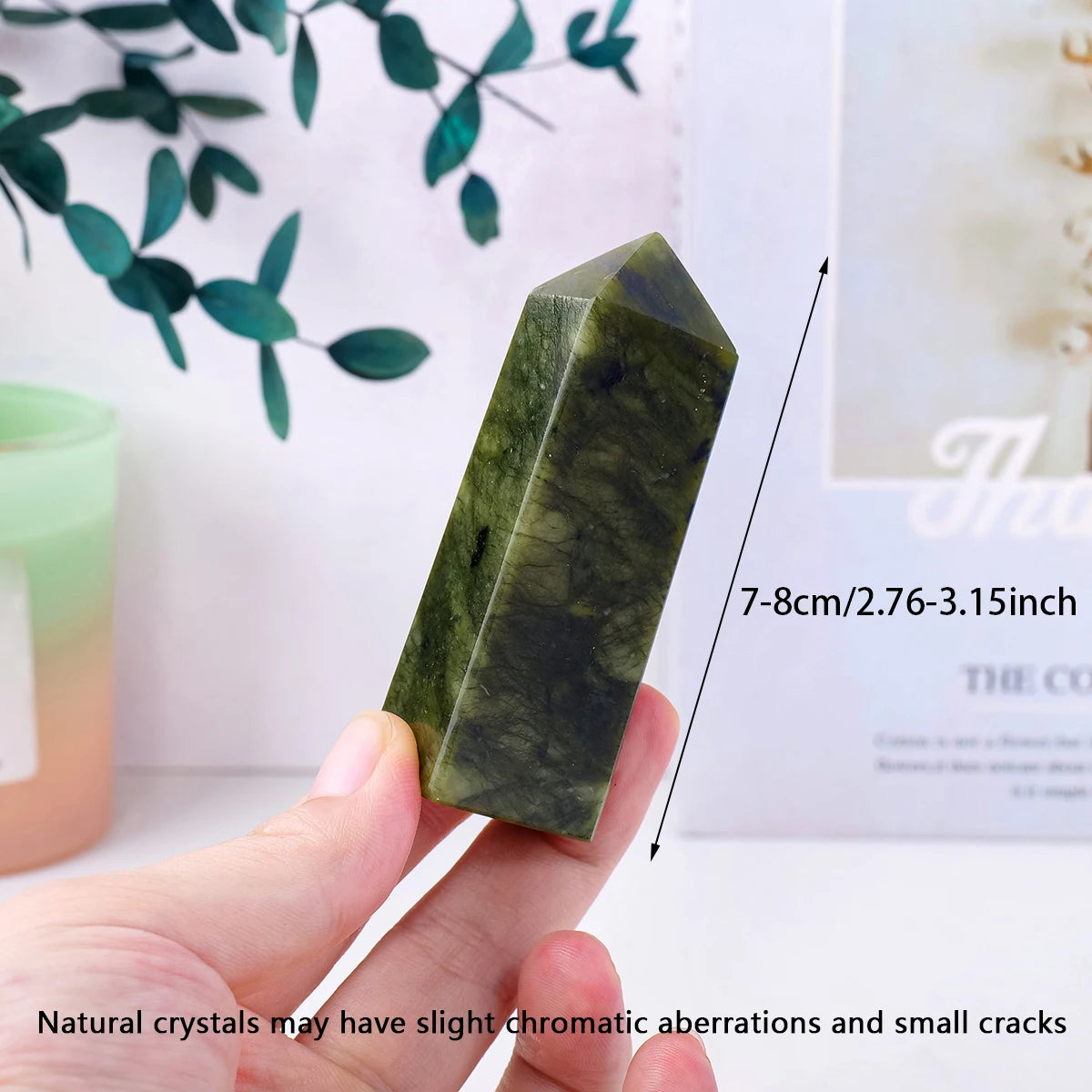 1PC Natural Crystal Green Jade Crystal Point Decoration & Wand Crystal Tower For Healing Home Decoration Gifts