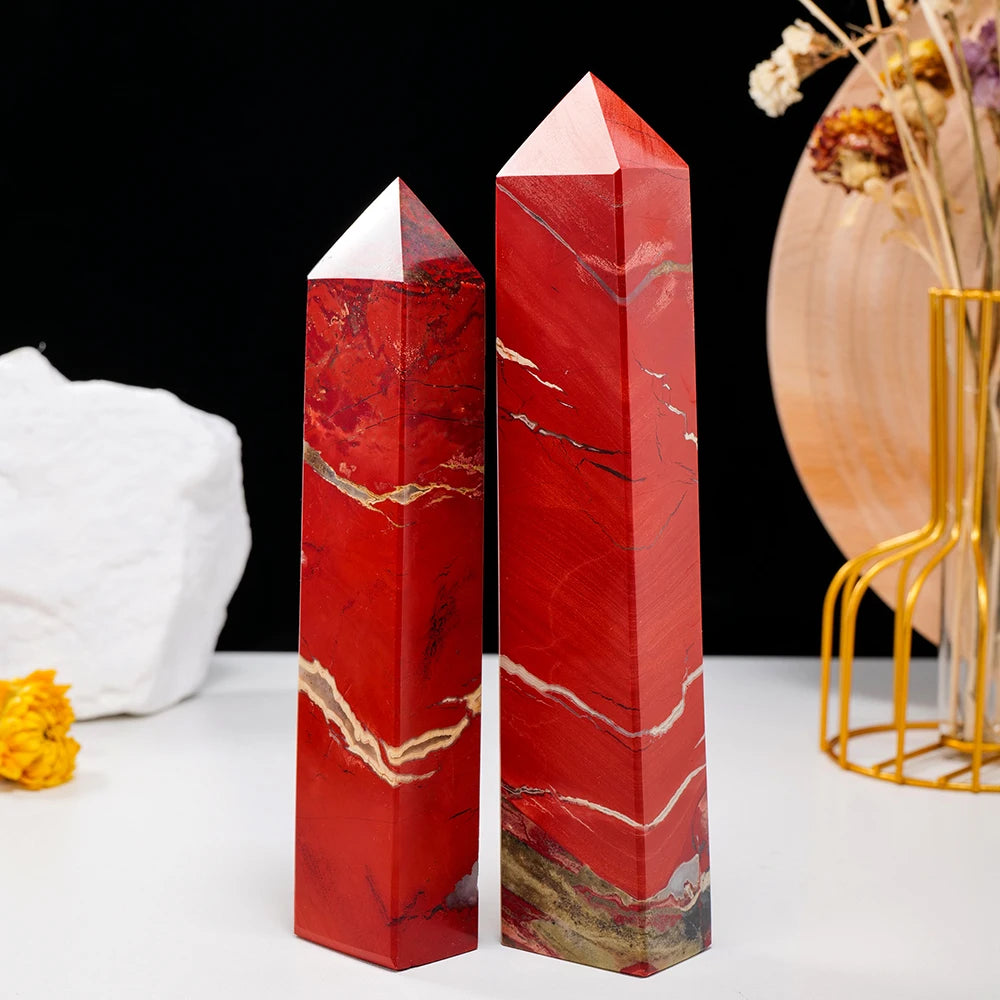 Big Wand Natural Crystal Stone Red Jasper Crystal Point Magic Tower Polishing Crystal Quartz Mine Energy Ore For Healing Decor