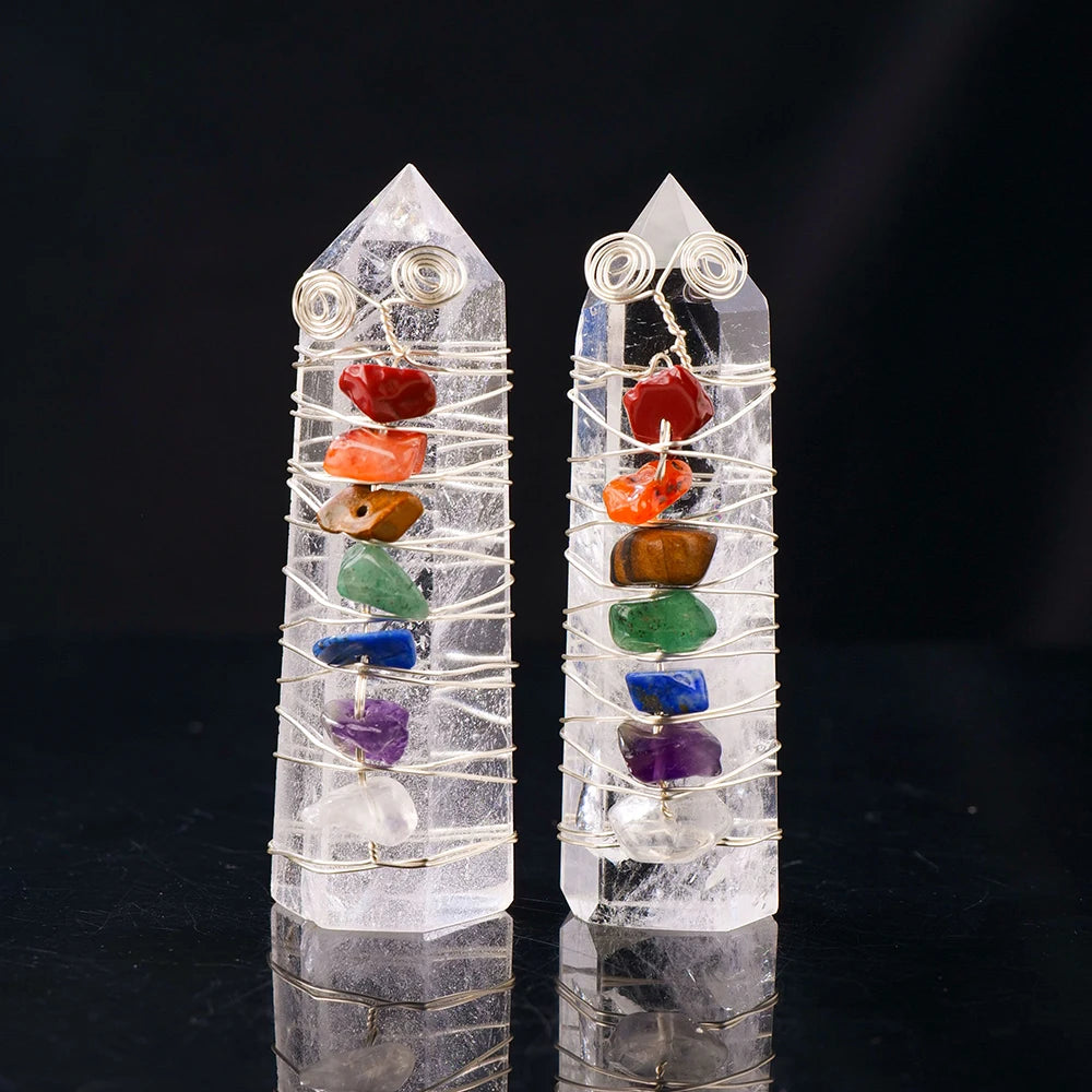 Natural Stones Clear Quartz Crystal Magic Point Seven Chakra Healing Stone  Home Decor Reiki Polished Crafts 1PC