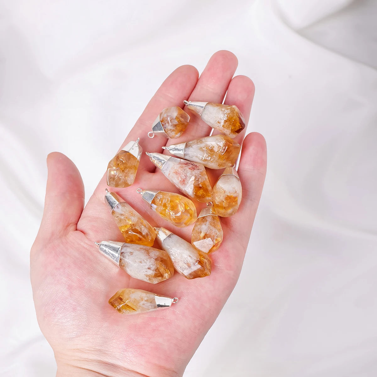 1PC Natural Irregular Citrine Polished Rough Stones Pendant Natural Quartz Crystal Reiki Healing Gem Men's Necklace Gift