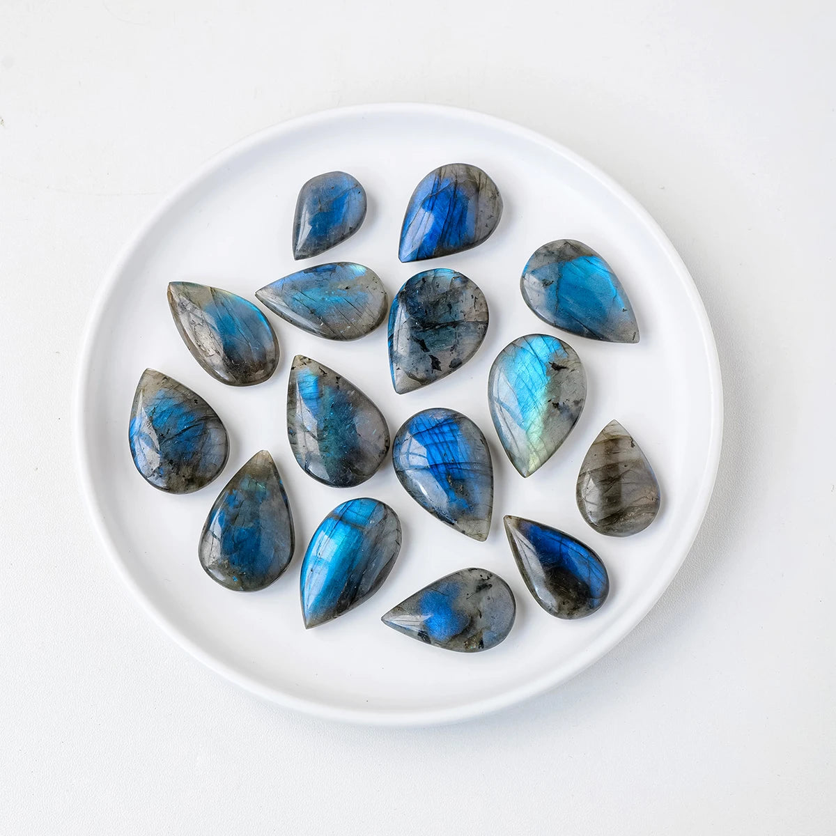 1PC Natural Flowing light Blue Labradorite Crystal Stone Water Drop Shape For Jewelry Pendant Production