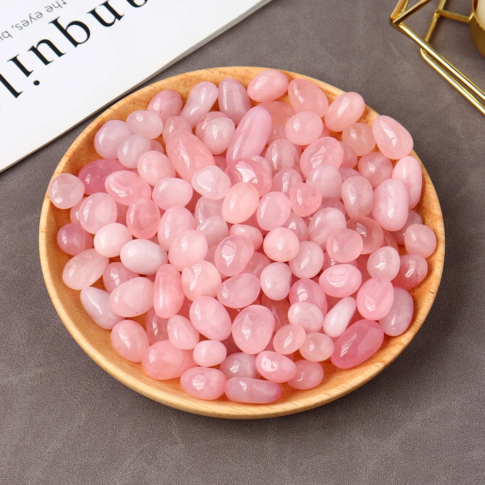 50G /Bag Natural Crystal Pink Gemstone Rose Quartz Tumble Stone Gravel Rock Madagascar Mineral Specimen Decoration Energy Stone