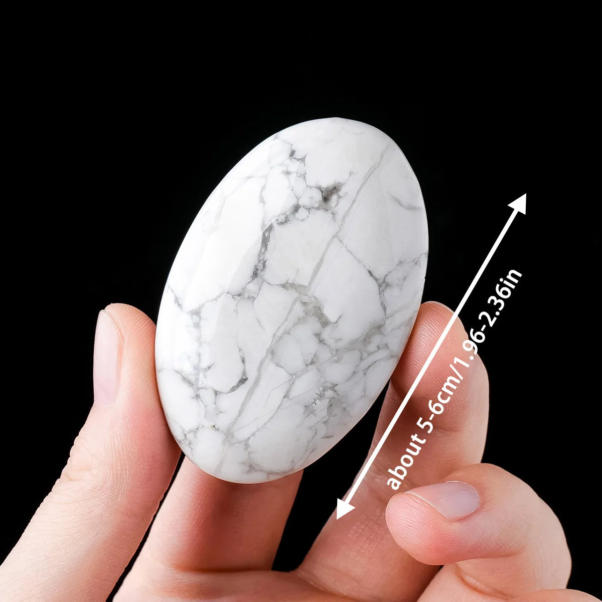 1PC Natural Crystal Howlite Worry Palm Stone Healing Beauty Massage Gemstone Meditation Stone Office Toy