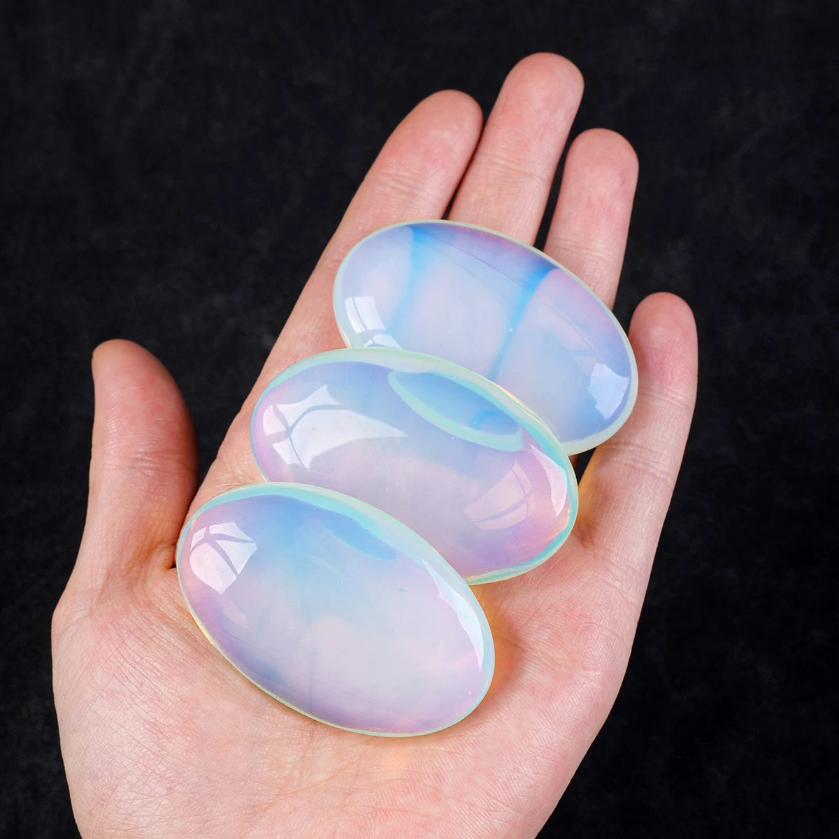 Synthetic Quartz Opalite Plam Stone Crystal Decor Energy Balancing Therapy Polished Stones Room Decor Mediation Gifts 1PC