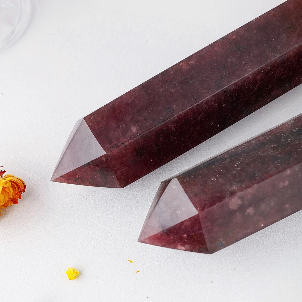 Wholesale Natural Strawberry Quartz Big Crystal Point Crystal Quartz Tower Crystal Obelisk Flat Bottom Healing Gemstone 1kg