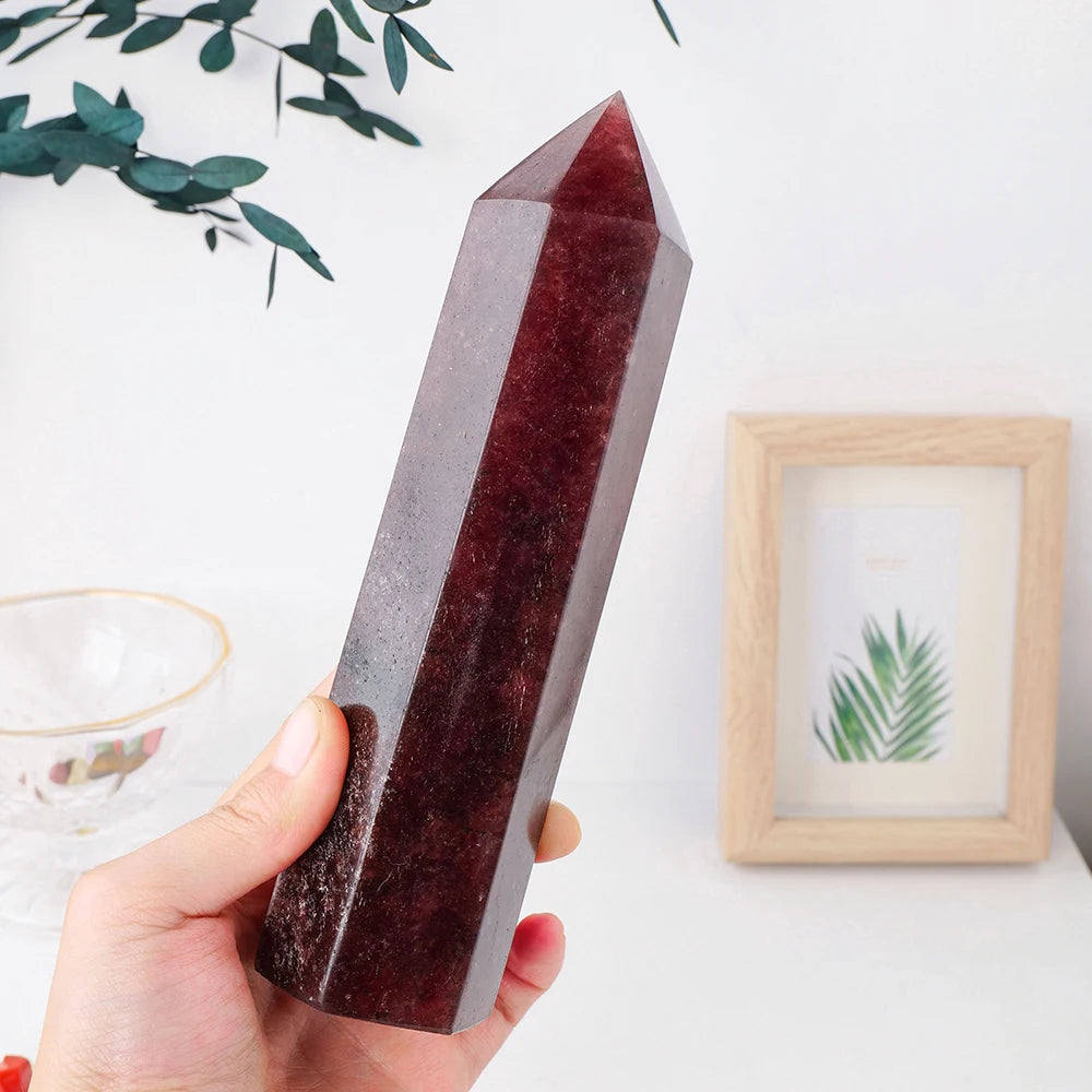 Wholesale Natural Strawberry Quartz Big Crystal Point Crystal Quartz Tower Crystal Obelisk Flat Bottom Healing Gemstone 1kg