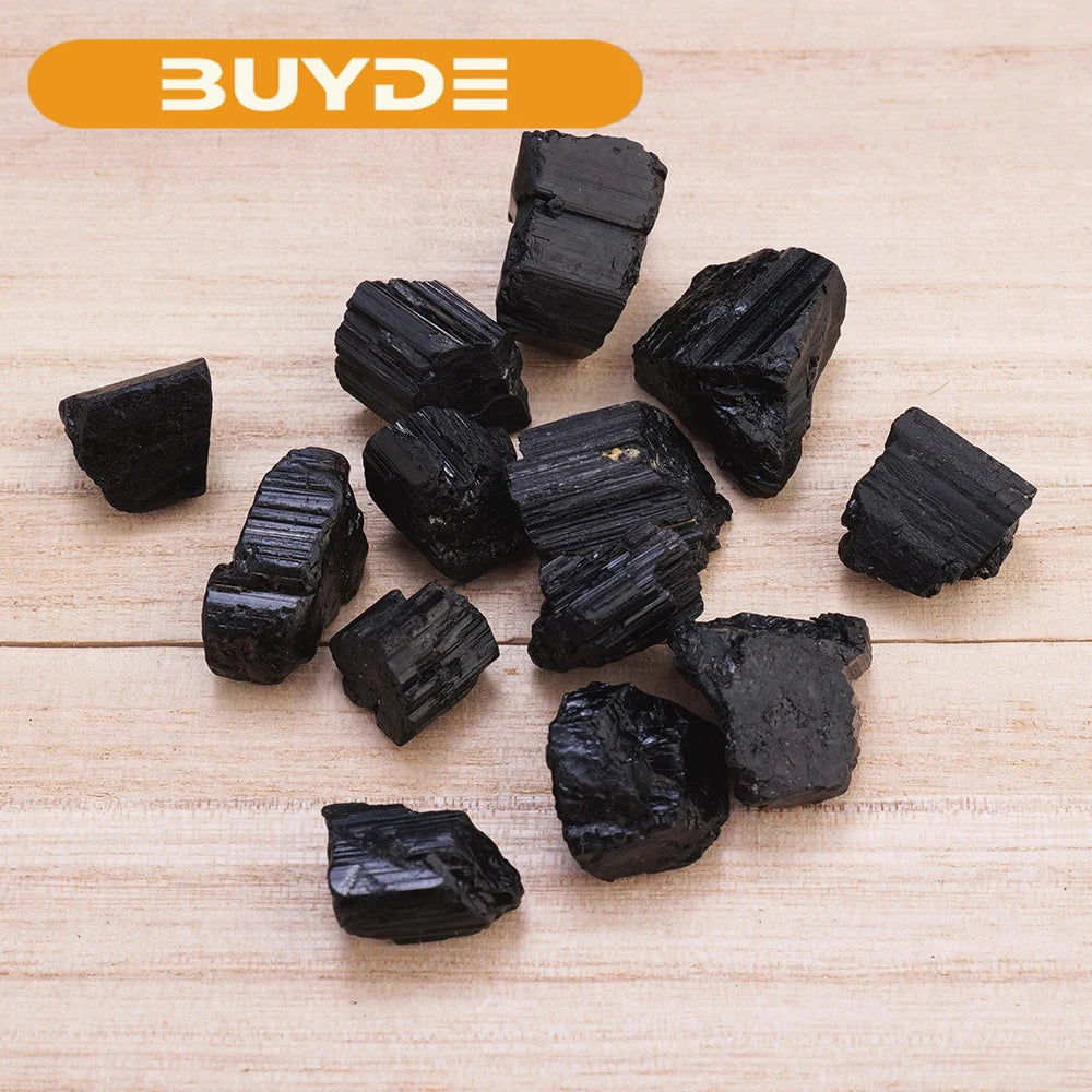 50g/bag Natural Black Tourmaline Jet Stones Raw Ore Irregular Crystals Mineral Specimen Eliminate Magnetism