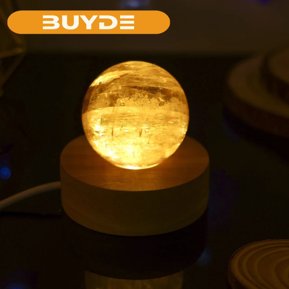 Natural Yellow Calcite Crystal Ball Led Atmosphere Best Creative Decoration New Strange Gift Night