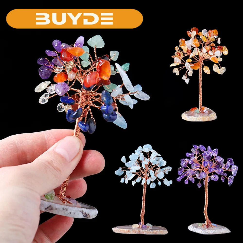 Natural Crystal Tree Seven Chakra Energy Lucky Tree Amethyst Health Ornament Quartz Decoration Lucky Gift