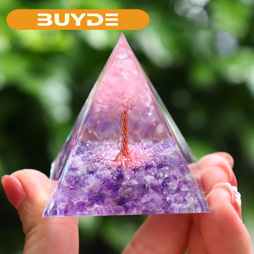 5CM Natural Crystal Tree of Life Orgonite Pyramid Healing Crystals Energy Reiki Chakra Meditation Lucky Gather Wealth Stone