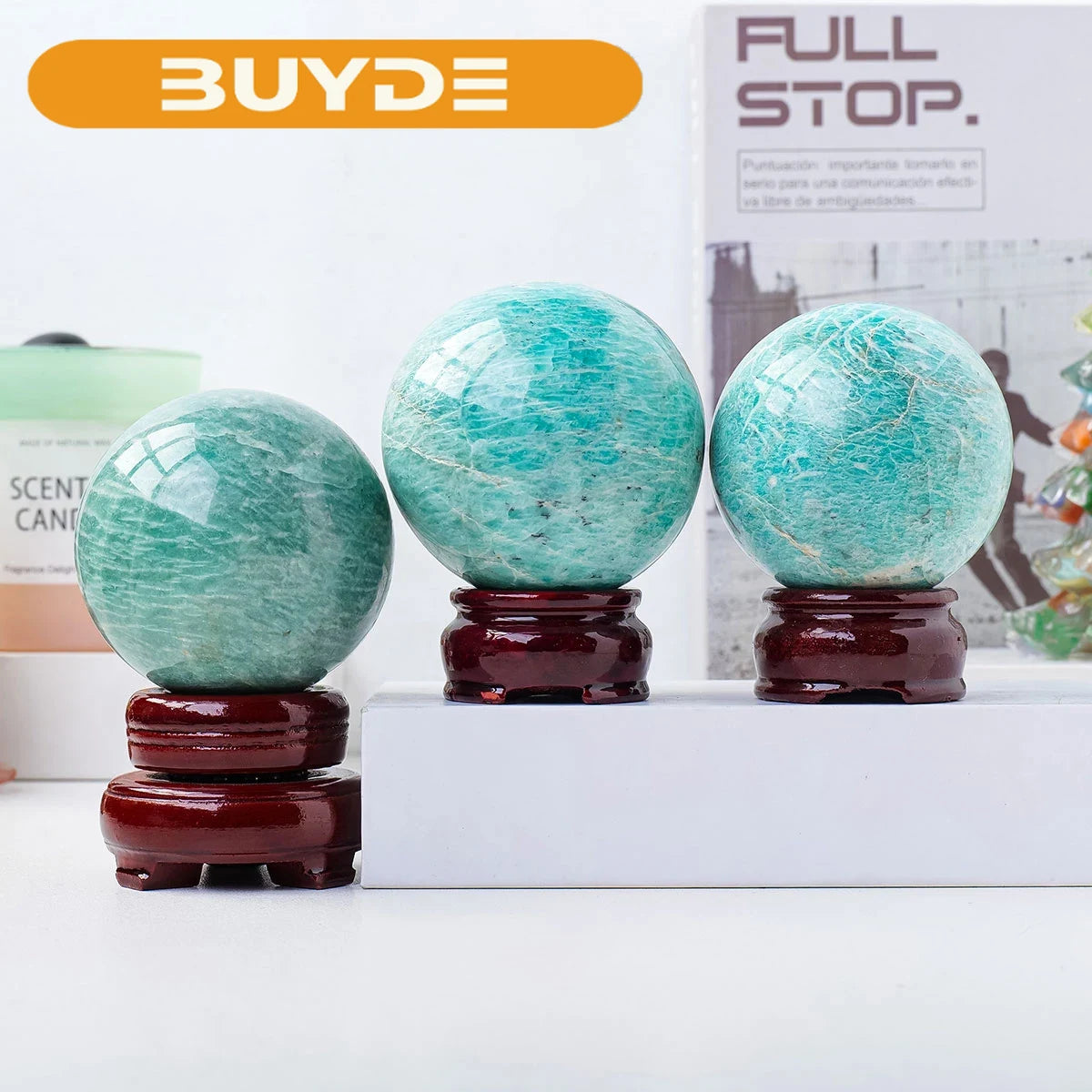 1PC Natural Amazonite Crystal Ball Polished Healing Sphere Collection Specimen FengShui Home Decor Energy Harvesting