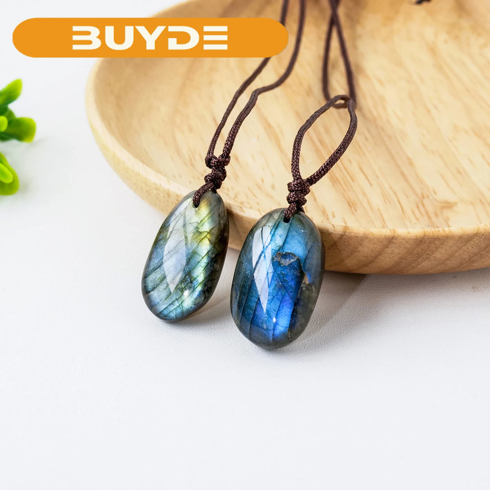 Natural Irregular Crystal Labradorite Pendant Healing Stone Moonstone Men's and Women's Necklace Jewelry Energy Gemstone