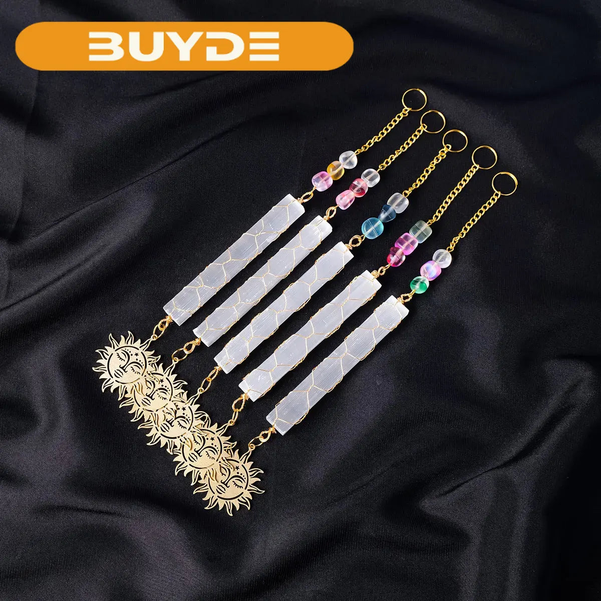 1PC Natural Stones White Selenite Sun Catcher Crystal Wand Healing Gypsum Car Pendant Yoga Chakra Energy Gem Decoration