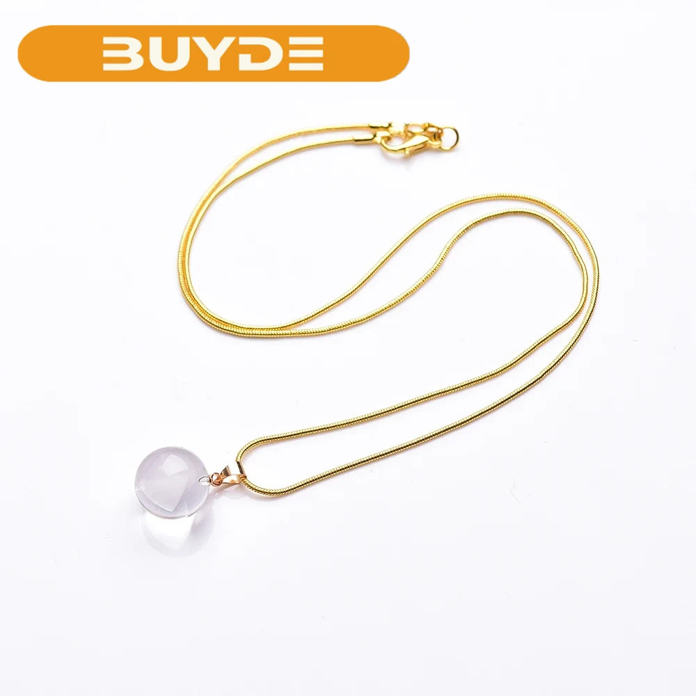 Buyde 1pc Natural crystal stone clear quartz ball 15mm pendant Beads Ball Necklace Fashion Transfer Love Crystal Jewelry