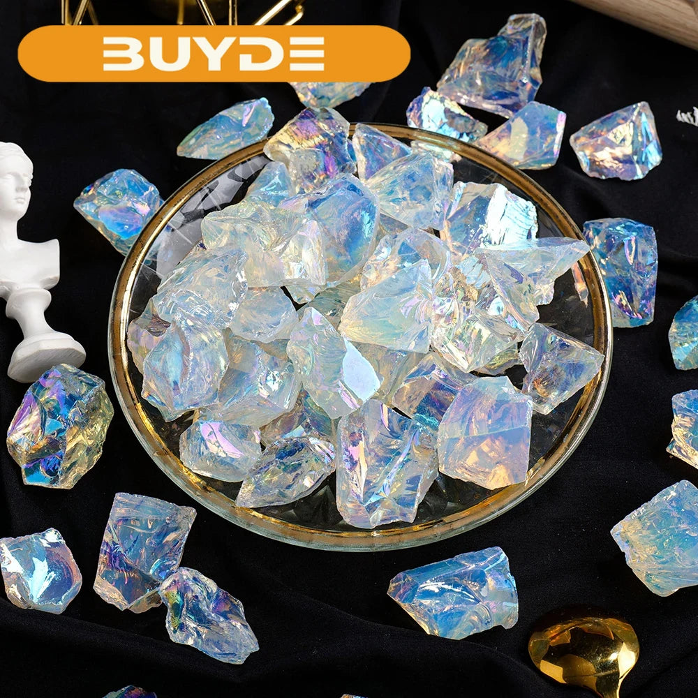 50G/Bag 2-3pcs Opalite Raw Stone Synthetic quartz Aura Rainbow Color Rough Home Living Room Ornaments Decor Mineral Specimens