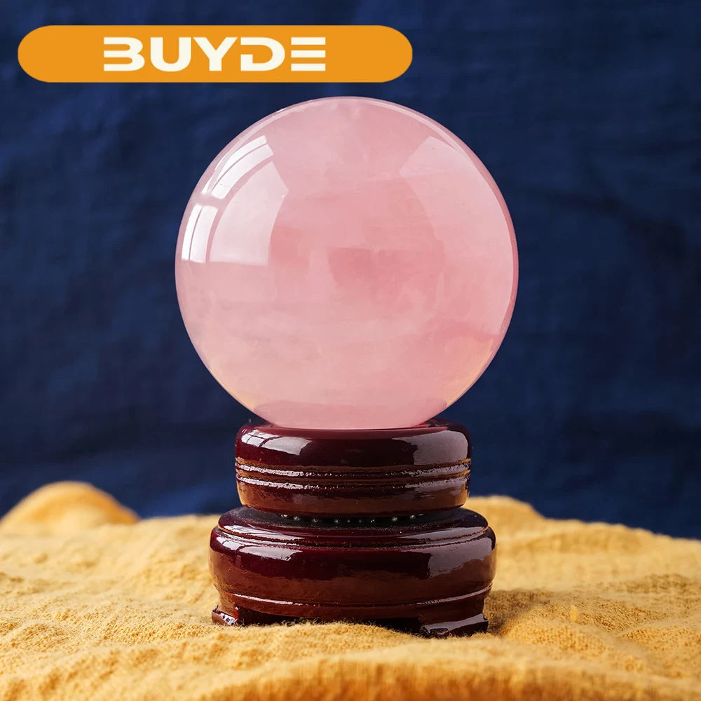 High Quality Natural Pink Crystal Ball Rose Quartz Energy Magic Ball Collection Handicraft Decoration Photography Ornaments