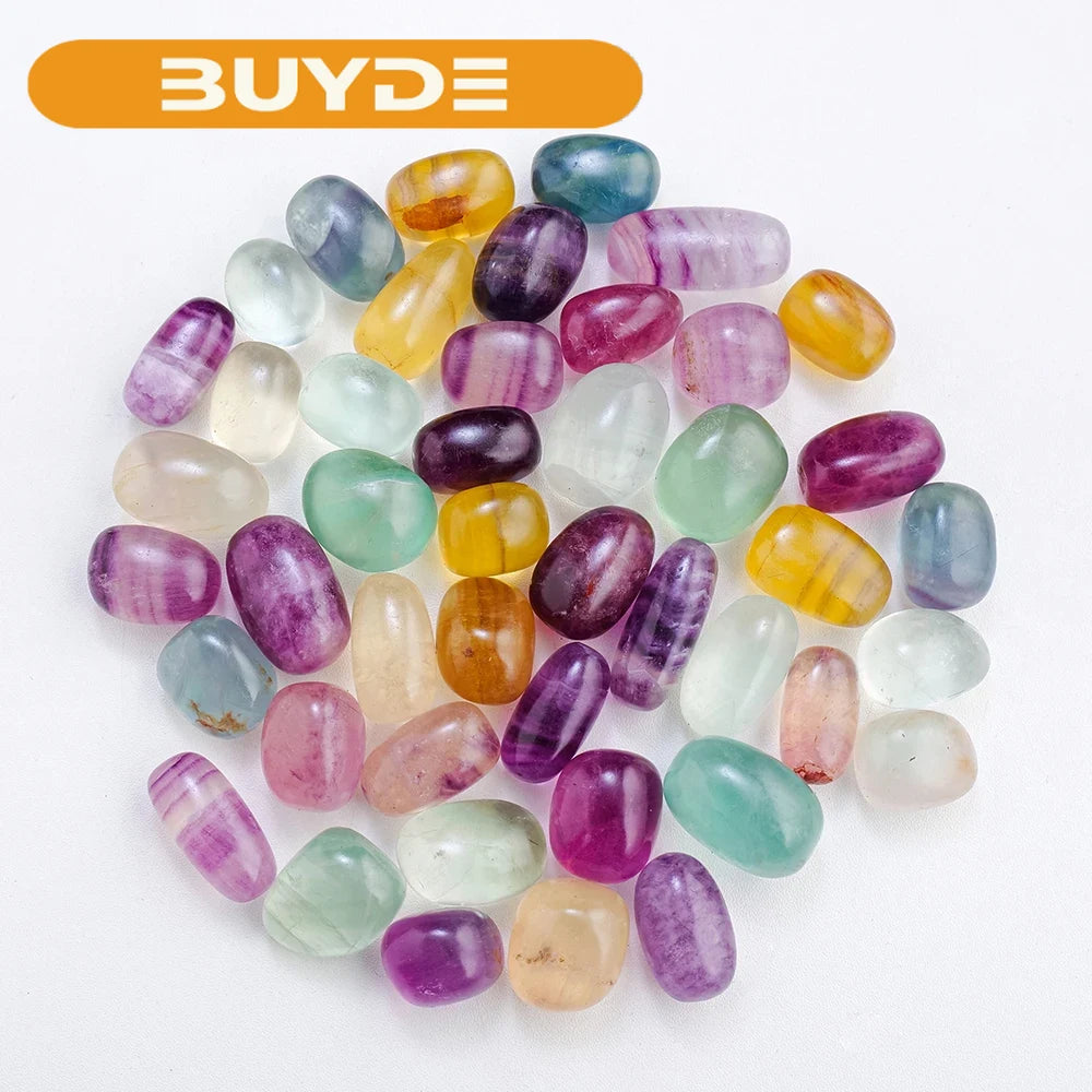 3PCS/bag Natural Crystal Tumble Gemstone Colored Candy Polished Fluorite Rolling Stone Healing Crystal for DIY Crafts