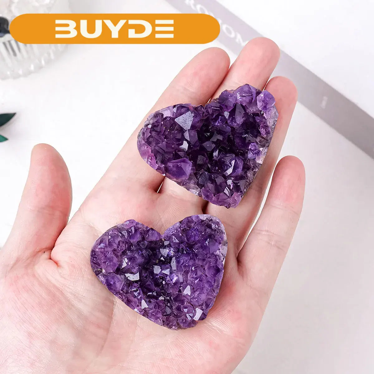 1pc Natural Raw Amethyst Quartz Purple Crystal Cluster Heart Healing Stones Specimen Home Decoration Crafts Decoration Ornamen