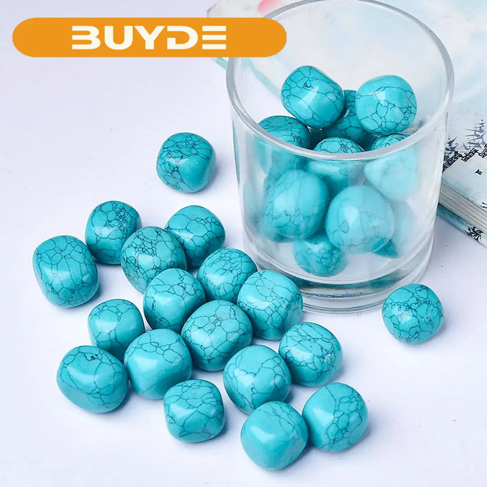 50g/bag Natural Turquoise Rolling Stones Bulk Quartz Healing Gemstones Gravel Garden Fish Tank Decorative Stone