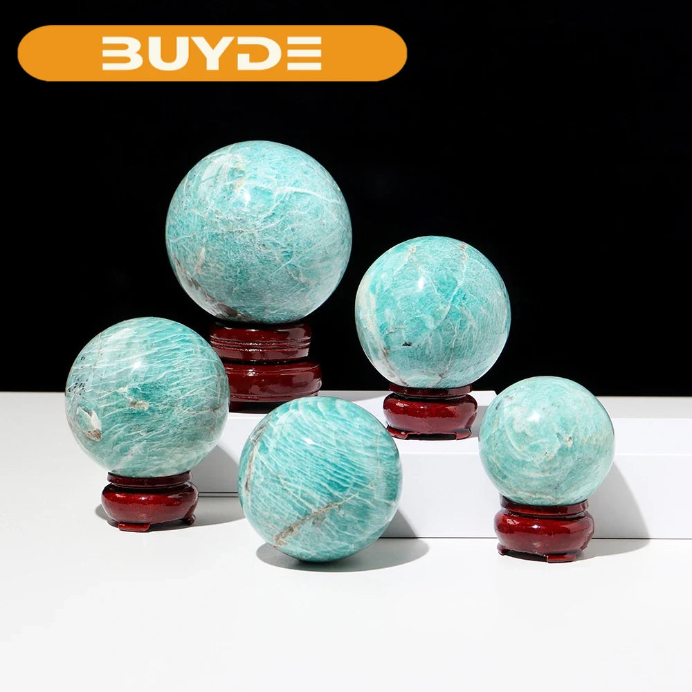 Natural Healing Amazonite Crystal Sphere Magic Ball Tianhe Stone Magic Divination Energy Home Decoration