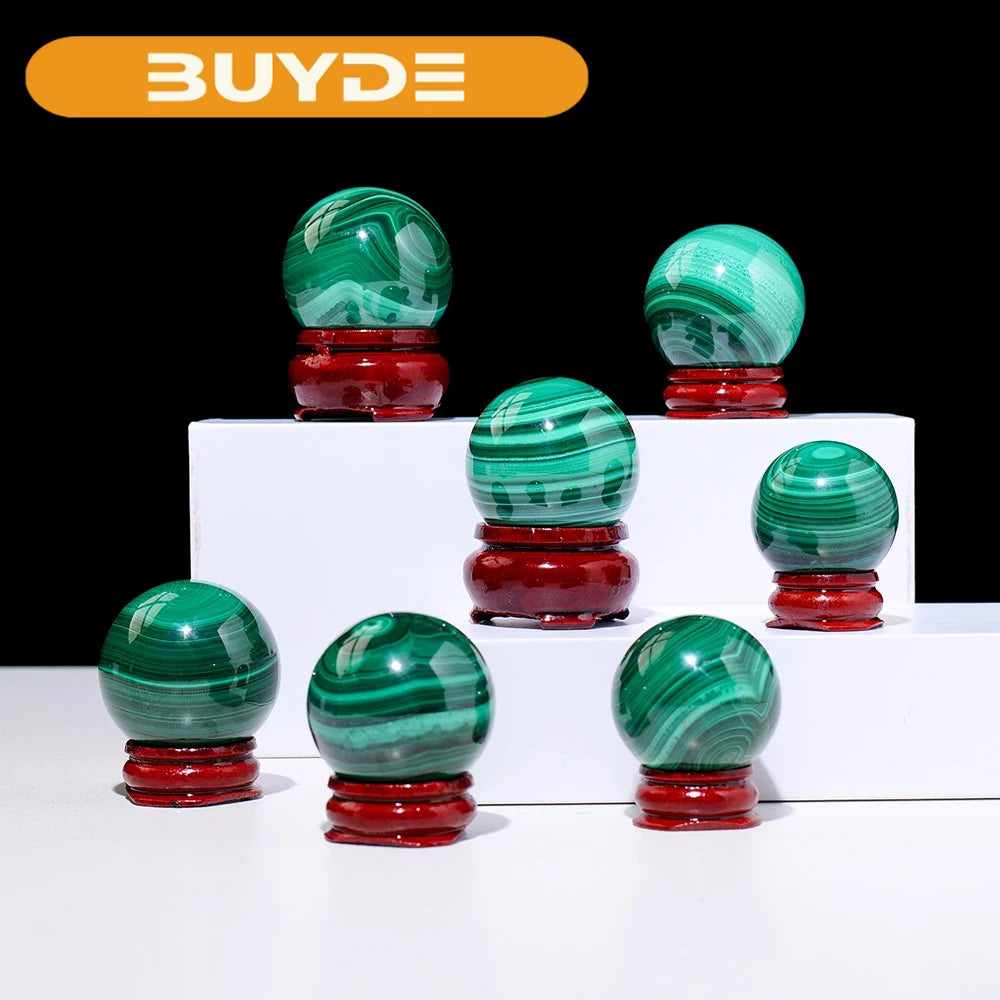 1pc High Quality Natural Malachite Sphere Energy Magic Crystal Sphere Aura Divination Quartz Feng Shui Decoration