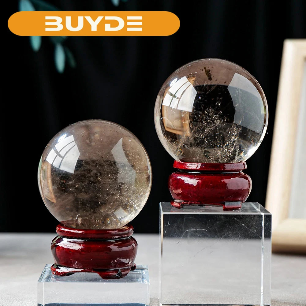 1PC Natural Tea Crystal Ball Smokey Quartz Sphere Polished Massaging Ball Reiki Healing Stone Home Decoration Exquisite Gifts