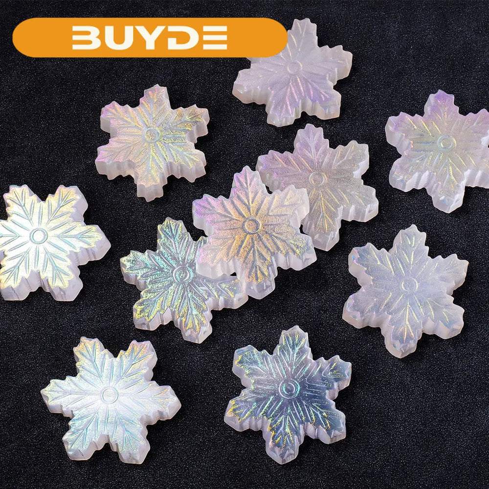 1PC Electroplate Colorful Selenite snowflake Healing Stones Carved Crystal Jewel Pendant Decorative Accessories Home Decoration