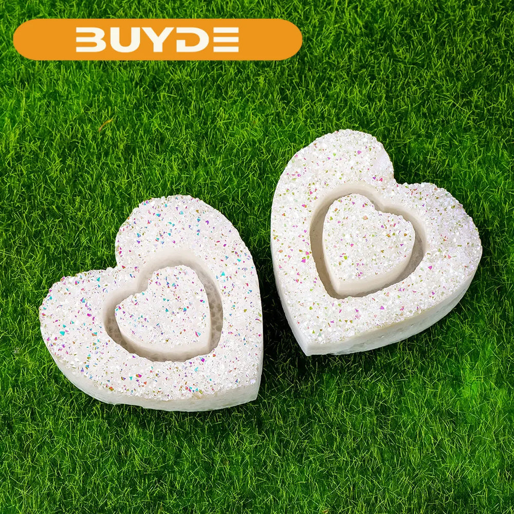 1PC Natural Clear Quartz Angel Aura Rainbow Crystal Cluster Heart Shape Stone Divination Ornaments Home Decoration