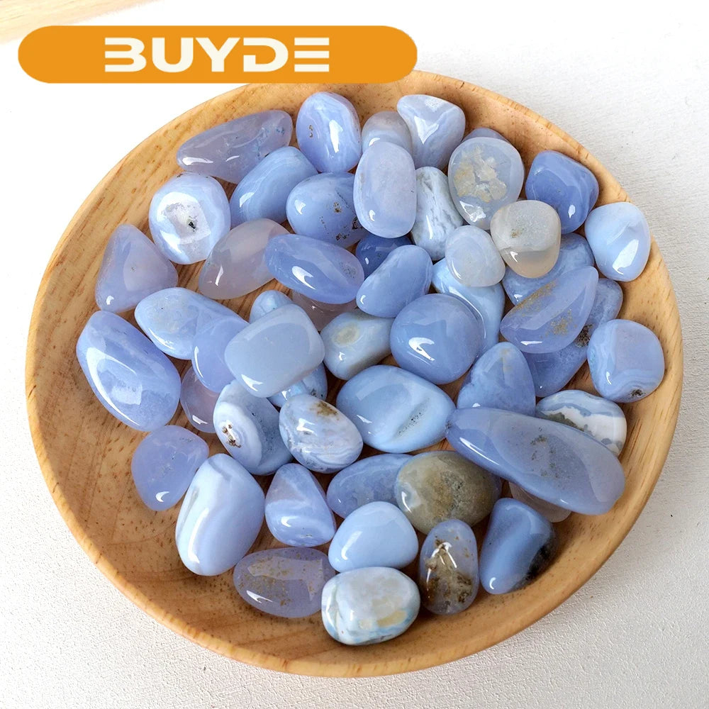 50G/bag Natural Healing Tumble Blue chalcedony Gravel Stone Reiki Crystals for Yoga Energy Beginners Craft Home Decor