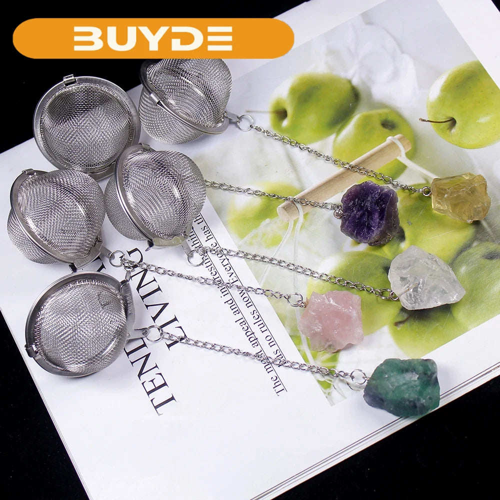 1pcs Creative Natural crystal stonet 304 stainless steel tea maker Tea filter Crystal rough Crystal decoration crafts