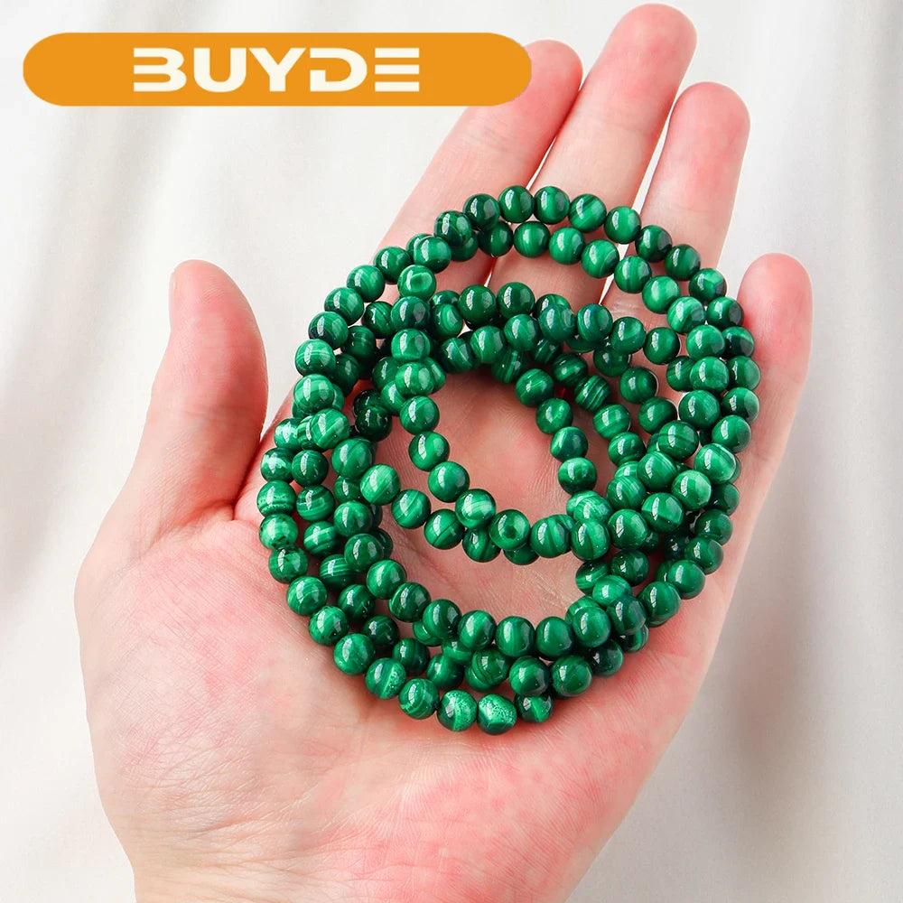 6mm Natural Stone Malachite Beads Bracelet Crystal Quartzs Jewelry  Bangle Yoga For Women Me 1PC