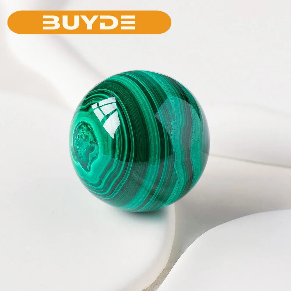 Natural Malachite Crystal Ball Gemstone Sphere for Witchcraft and Decorative Balls Sculpture Figurine Home Decor