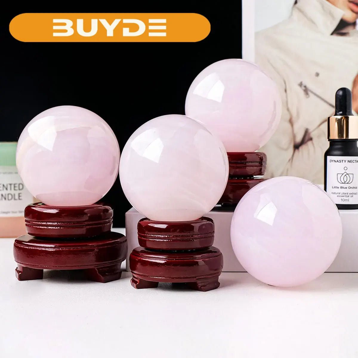 1PC Natural Pink Crystal Ball Rose Quartz Magic Sphere Polishing Mineral Reiki Ball Massage Treatment Stone Home Decoration