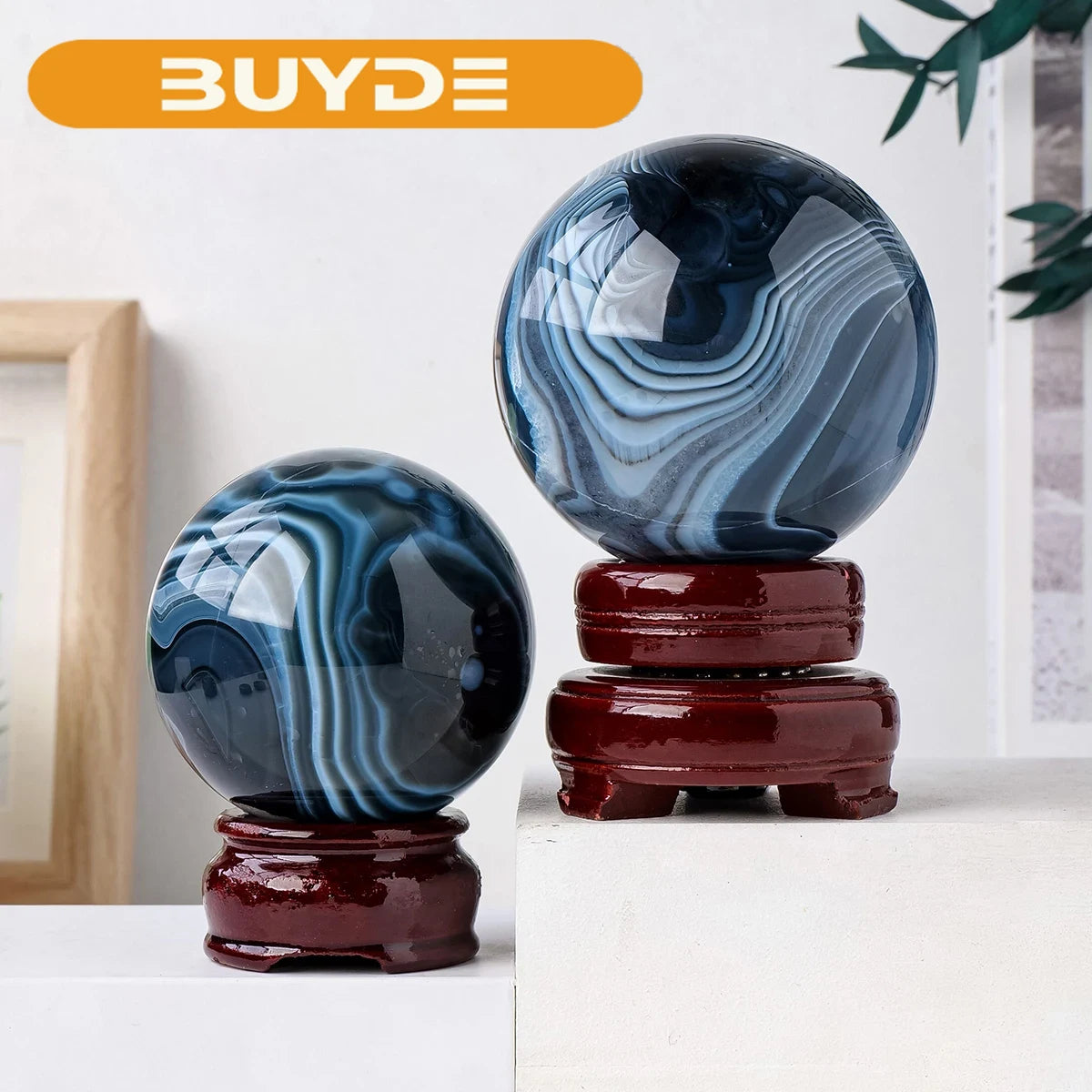 1PC Natural Crystal Black Onyx Ball Agate  Crystal Sphere  Home Decoration Energy Home Feng Shui Decoration Stone