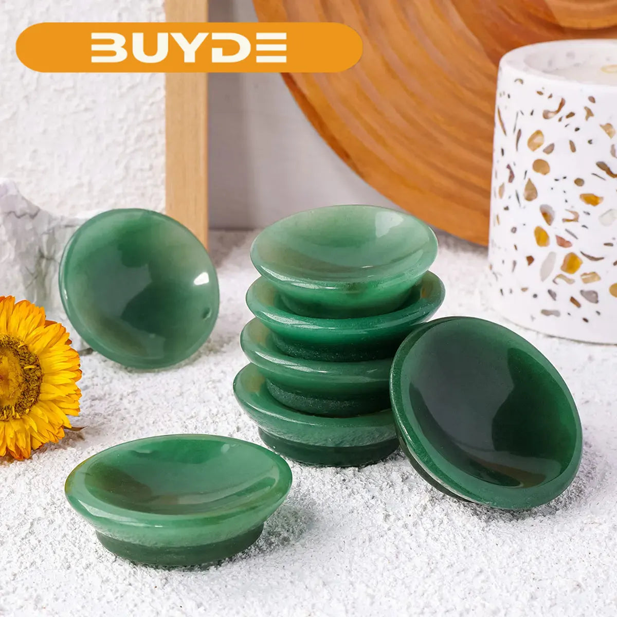 1pc Natural Stones Gem Carving Aventurine Quartz Crystal Bowl For Reiki Healing Meditation Home Kitchen Decoration