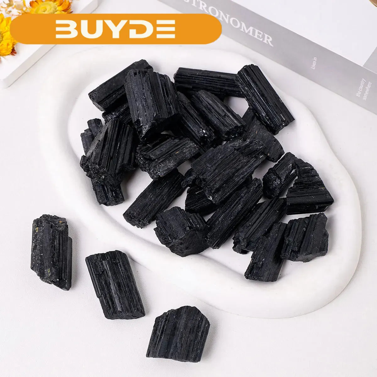 1pc Natural Black Tourmaline Jet Stones Raw Ore Irregular Crystals Divination Mineral Specimen Eliminate Magnetism