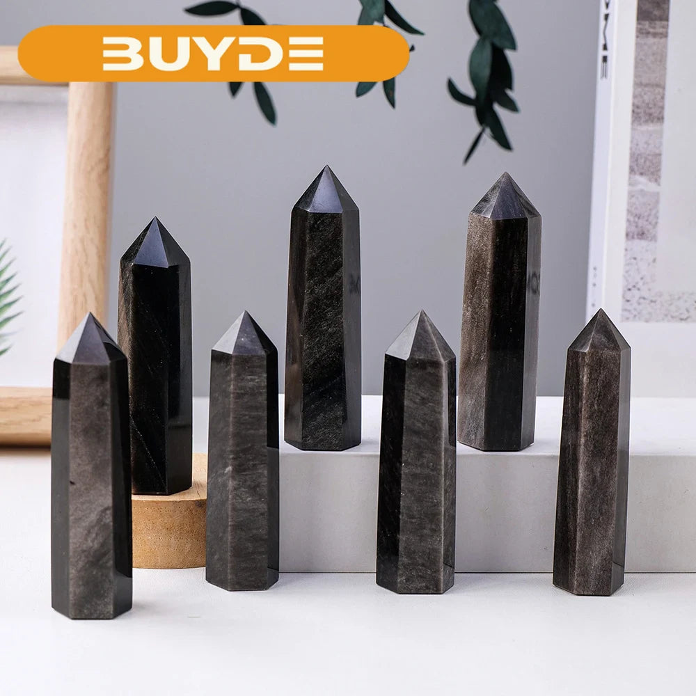 1PC Natural Stones Golden Obsidian Crystal Point  Home Decoration Mineral Stones Crafts Room Aquarium Decor