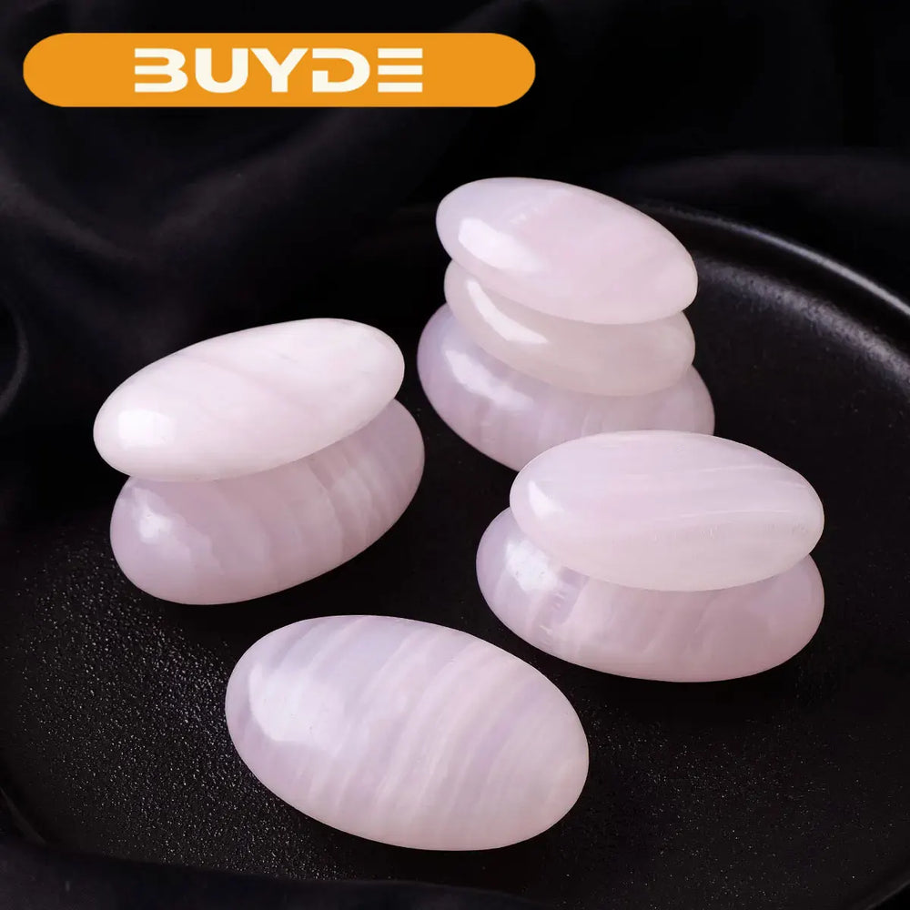 1PC Natural Crystal Rose Calcite Palm Stone Mind Healing Finger Massage Energy Stone Feng Shui Yoga Home Decoration